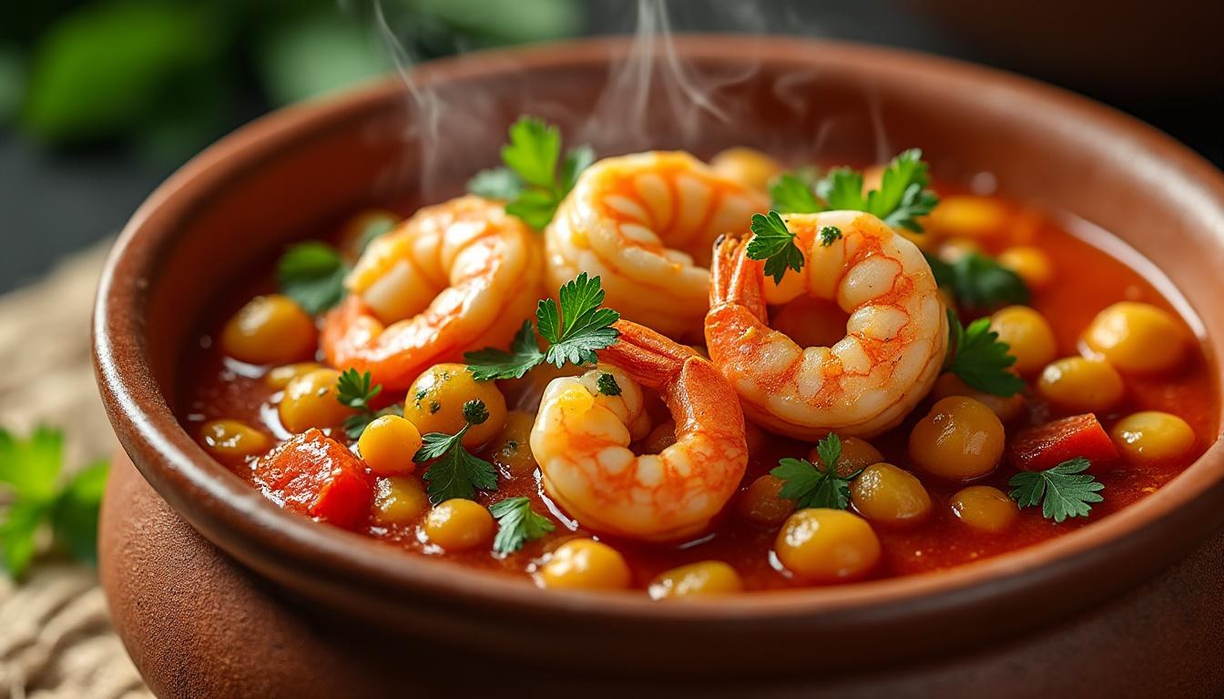 descubre cómo preparar garbanzos con langostinos de manera fácil y rápida con esta receta deliciosa y nutritiva, perfecta para cualquier ocasión.