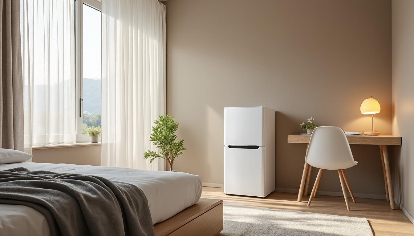 descubre los mini frigoríficos más silenciosos para dormitorio, diseñados para ofrecerte frescura y un ambiente tranquilo para dormir mejor.