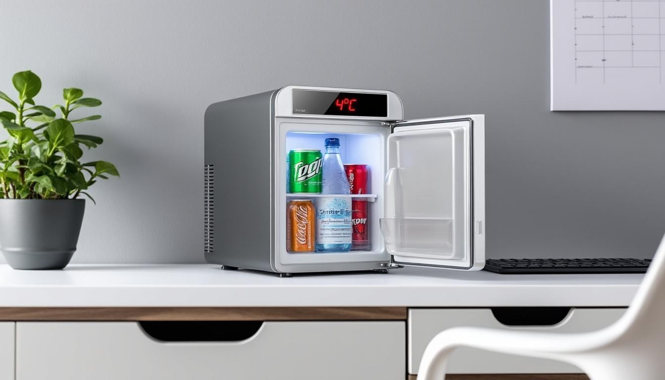 descubre mini frigoríficos compactos y prácticos para oficina, ideales para mantener tus bebidas y snacks frescos durante la jornada laboral.