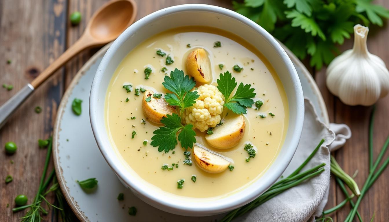 descubre cómo preparar una deliciosa crema de coliflor con esta receta fácil y cremosa, perfecta para cualquier ocasión y llena de sabor.