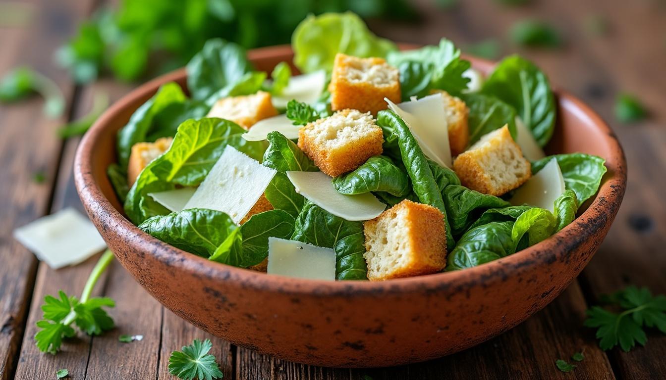 descubre cómo preparar la ensalada césar original con nuestra receta paso a paso fácil y detallada. ¡sigue cada instrucción y disfruta de este clásico delicioso en casa!