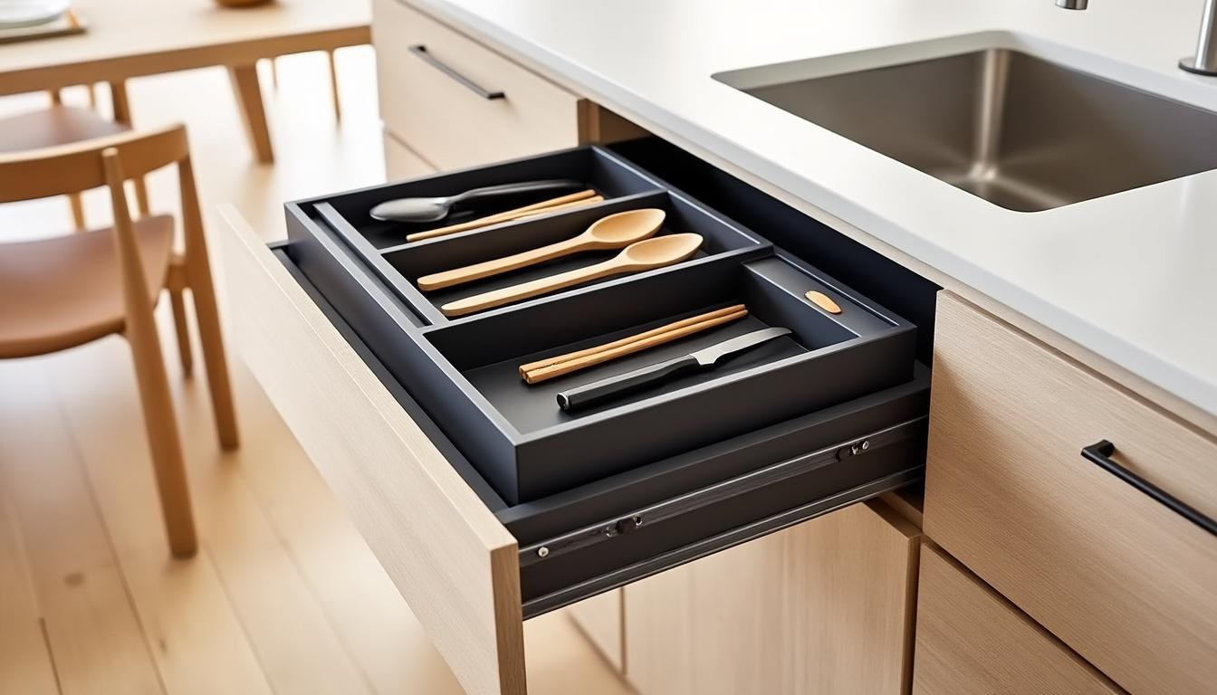 descubre las mejores ideas y organizadores de cajones de cocina para mantener tus cubiertos y utensilios ordenados y fácilmente accesibles.