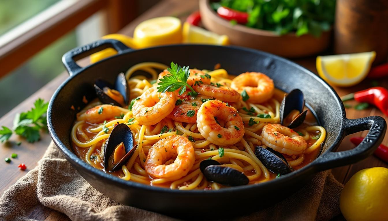 descubre la auténtica receta tradicional valenciana de fideuà, un plato delicioso de fideos con mariscos que captura los sabores del mediterráneo.