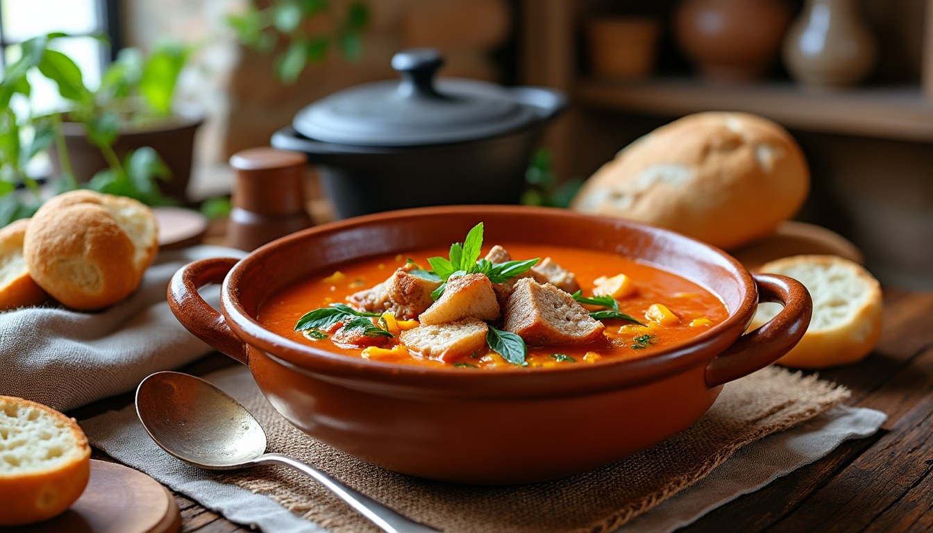 descubre la auténtica receta de la abuela para preparar un delicioso gazpacho manchego tradicional, fácil y lleno de sabor.