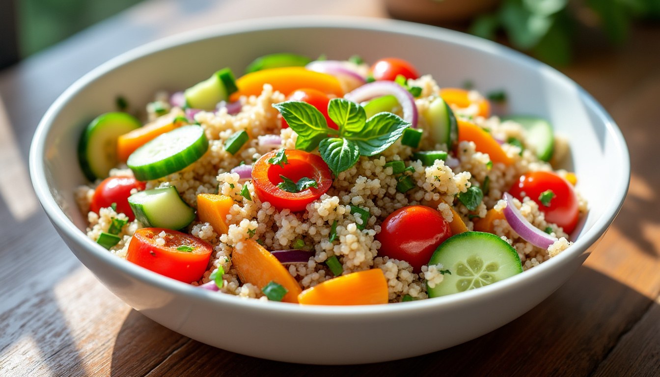 descubre cómo preparar una ensalada de quinoa fácil y saludable, perfecta para una comida nutritiva y deliciosa en pocos minutos.