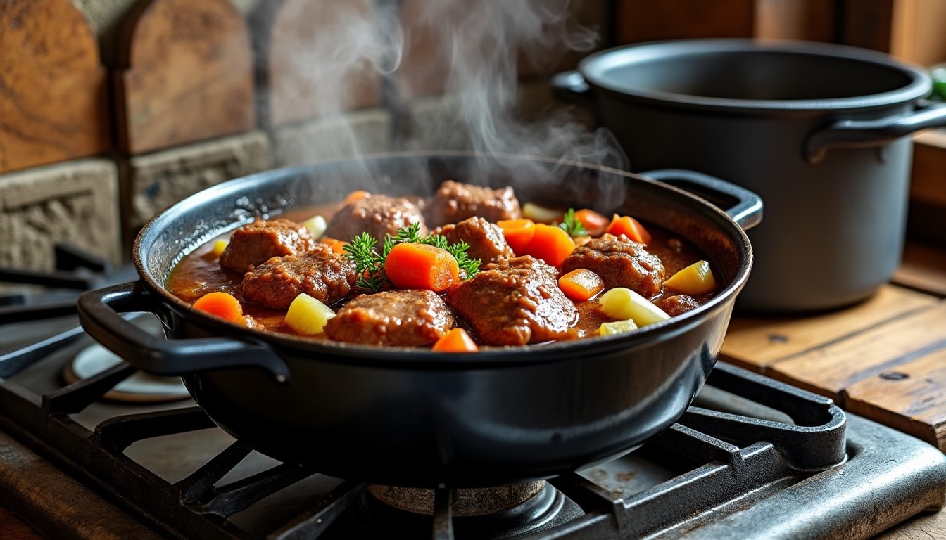deliciosas carrilleras de cerdo cocinadas en olla exprés siguiendo la receta tradicional de la abuela, tiernas y llenas de sabor.