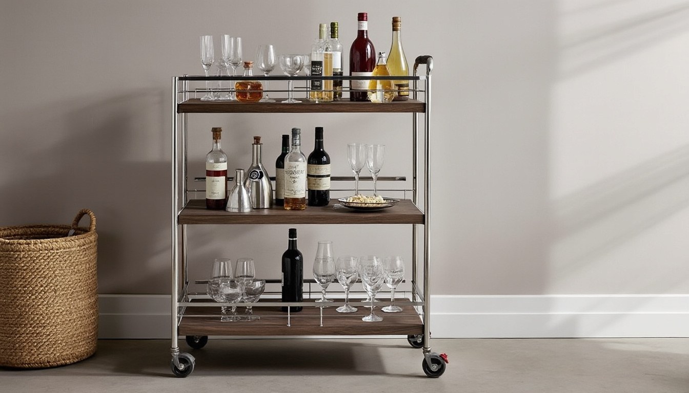 descubre elegantes carritos para bebidas que combinan estilo y funcionalidad, ideales para organizar botellas y copas con sofisticación en cualquier ocasión.