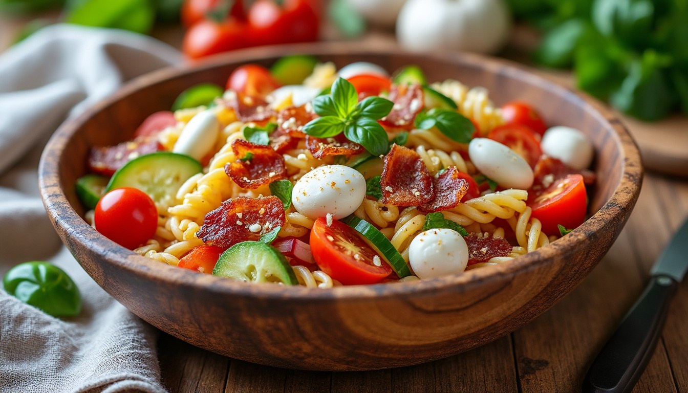descubre cómo preparar una ensalada de pasta fácil y completa, perfecta para cualquier ocasión. ingredientes frescos y pasos sencillos para un plato delicioso y nutritivo.