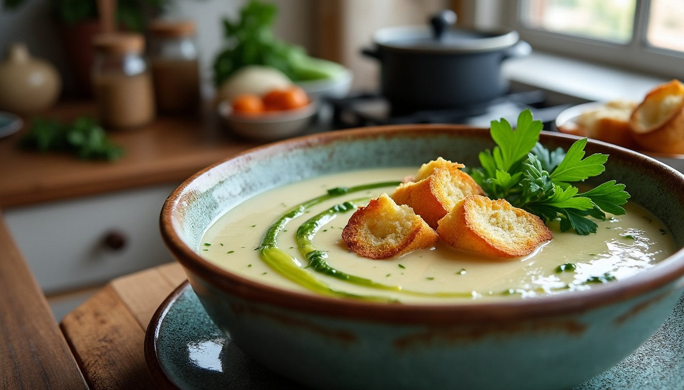 descubre cómo preparar una crema de puerros suave y cremosa con esta receta fácil y deliciosa, perfecta para cualquier ocasión.